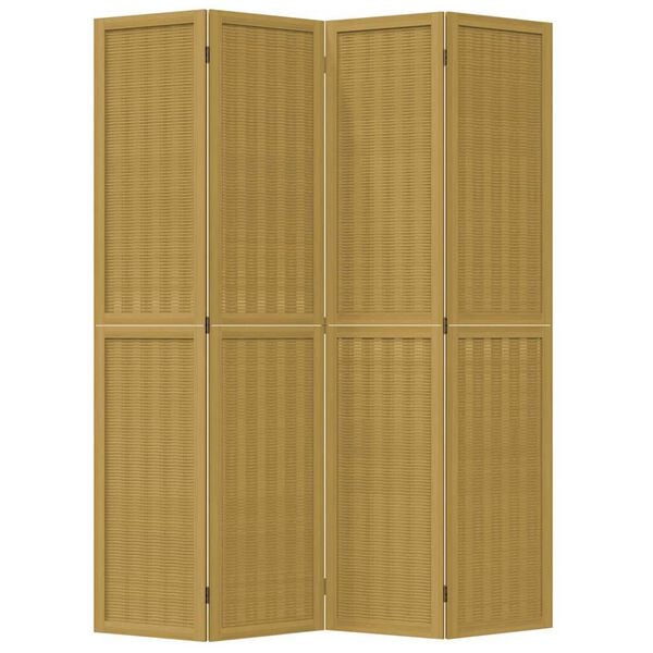 vidaXL Rumsavdelare 4 paneler brun massivt kejsartr&auml;