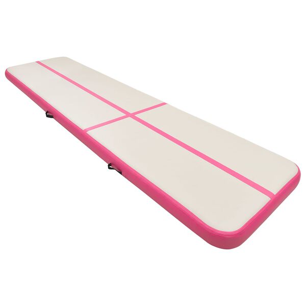 vidaXL Uppbl&aring;sbar gymnastikmatta med pump 700x100x20 cm PVC rosa