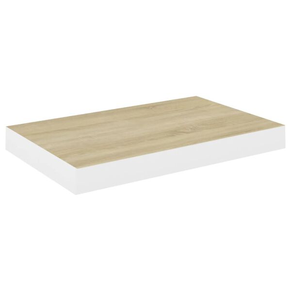 vidaXL Svävande vägghylla ek och vit 40x23x3,8 cm MDF