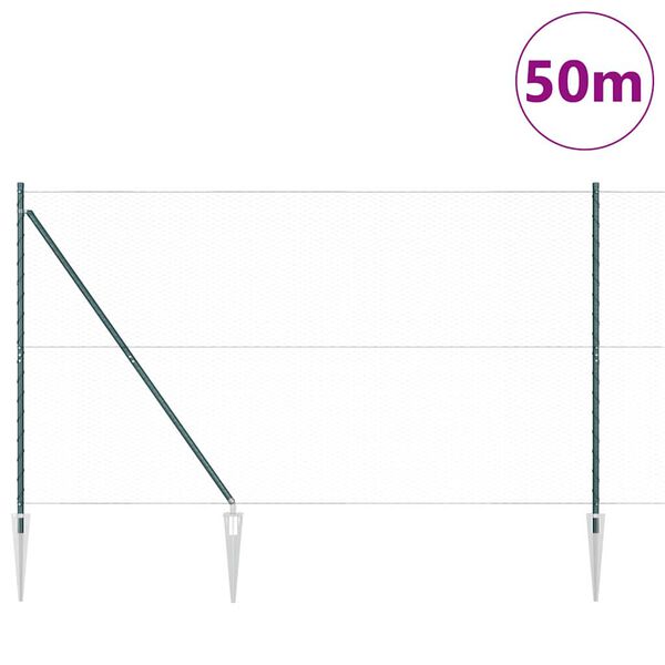 vidaXL St&auml;ngselstolpe Gr&ouml;n 50 x 1,5 m (25 mm n&auml;t) St&aring;l och PVC