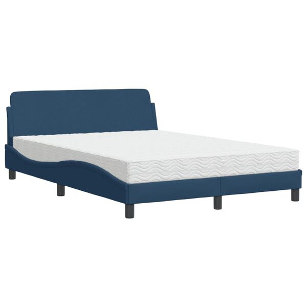vidaXL Bed with Mattress "Dover" Blue 140x190 cm Fabric