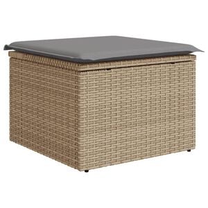 vidaXL Tr&auml;dg&aring;rdspall med dyna beige 55x55x37 cm konstrotting