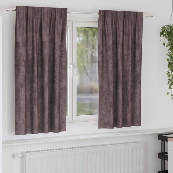 vidaXL Sammetsgardiner med gardiner 2 pcs Brun 175 x 140 cm Sammet