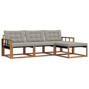vidaXL Utomhussoffset med kudde 4 pcs Naturlig och Ljus Gr&aring;