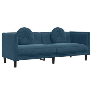 vidaXL Soffa med kuddar 3-sits bl&aring; sammet