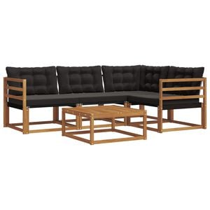 vidaXL Utomhussoffset med kudde 5 pcs Naturlig och svart