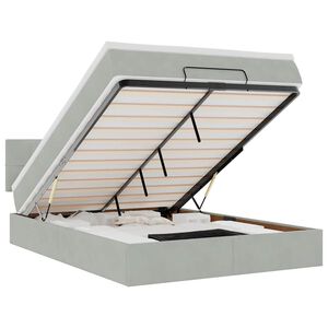 vidaXL Ottoman s&auml;ngram med madrass ljusgr&aring; 140x190 cm sammet