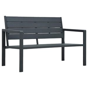 vidaXL Tr&auml;dg&aring;rdsb&auml;nk 120 cm HDPE gr&aring; tr&auml;utseende