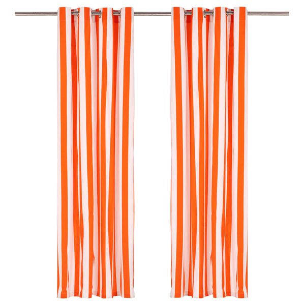 vidaXL Gardinset Randig 2 pcs Orange 140 x 225cm Polyester och Bomull
