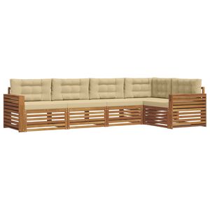 vidaXL Utomhussoffset med kudde 5 pcs Naturlig och Beige