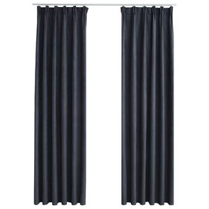 vidaXL M&ouml;rkl&auml;ggningsgardiner med krokar 2 st antracit 140x175 cm