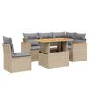 vidaXL Soffgrupp f&ouml;r tr&auml;dg&aring;rden med dynor 6 delar beige konstrotting