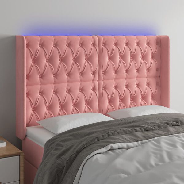 vidaXL S&auml;nggavel LED rosa 147x16x118/128 cm sammet