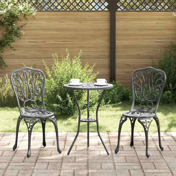 vidaXL Trädgårds Bistro Set 3 pcs Svart Aluminium