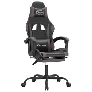 vidaXL Gamingstol och fotst&ouml;d svart och gr&aring; konstl&auml;der