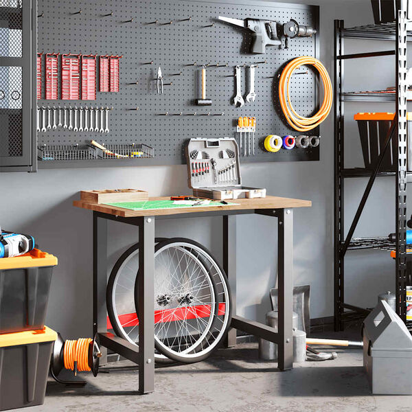 vidaXL Arbetsbänk ljusbrun 100x60x81,5 cm massiv ek