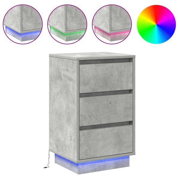 vidaXL Nattduksbord Betonggr&aring; 39 x 34,5 x 65 cm Konstruerat tr&auml;