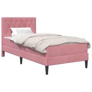 vidaXL S&auml;ngram med madrass med huvudgavel Rosa 80 x 200 cm Sammet