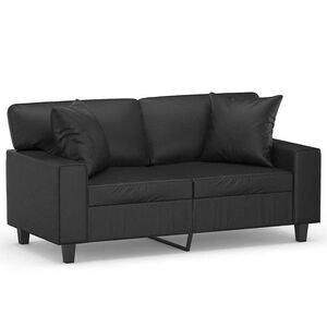 vidaXL 2-sits soffa med prydnadskuddar svart 120 cm konstl&auml;der