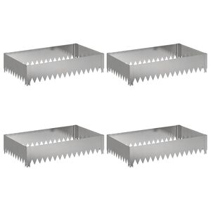 vidaXL Kant f&ouml;r gr&auml;smatta 4 st 100 x 60 x 20 cm St&aring;l Silver