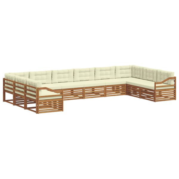 vidaXL Soffgrupper 10 pcs Naturlig och Gr&auml;dde Massivt Akaciatr&auml;