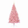 vidaXL Konstgjord F&ouml;rbelyst Julgran med 300 LED-lampor Rosa 180 cm PVC