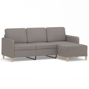 vidaXL 3-sitssoffa med fotpall taupe 180 cm tyg