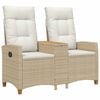 vidaXL Reclining Bench with Table 2 -Seater 126 x 65 x 112 cm