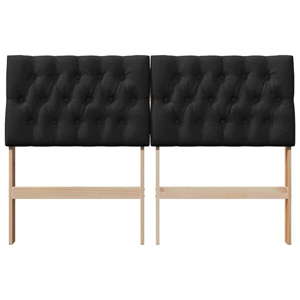 vidaXL Klädd sänggavel Svart 135 cm Massiv furu