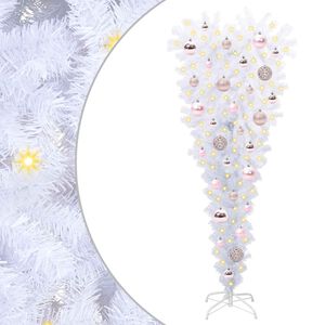 vidaXL Konstgjord julgran med 150 LED-lampor Vit 120 cm PVC och St&aring;l