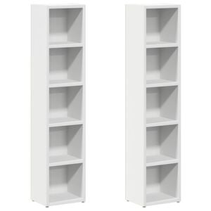 vidaXL CD-hyllor 2 st vit 21x16x93,5 cm konstruerat tr&auml;