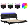 vidaXL Bed Frame with LED without Mattress "Hvar" Black and White 200x200 cm