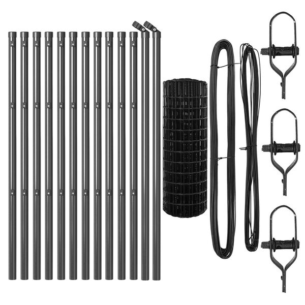 vidaXL St&auml;ngsel med stolpe Gr&aring; 0,6 x 25 m St&aring;l och PVC