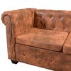 vidaXL Chesterfield 5-sitssoffa konstl&auml;der brun
