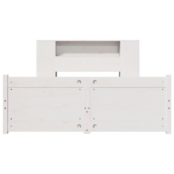 vidaXL Säng med bokhylla utan madrass vit 140x200cm massiv furu