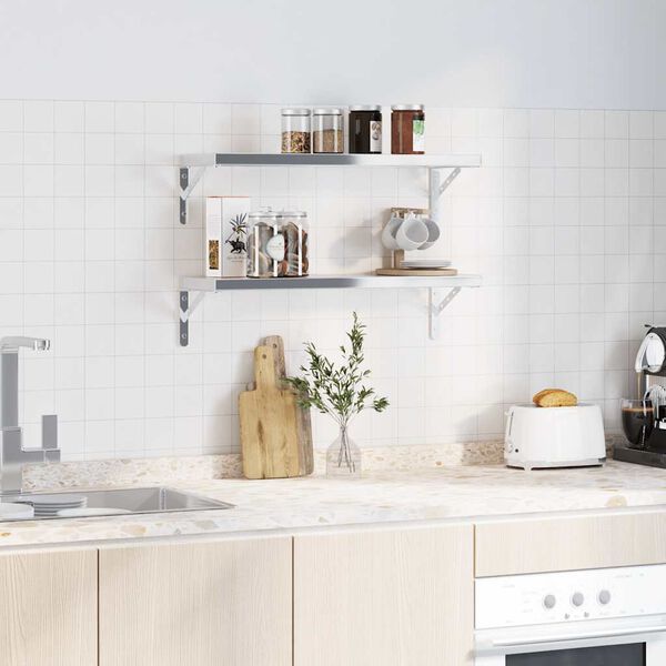 vidaXL Hyllf&auml;sten 4 st 23,5x2,5x15,5 cm silver rostfritt st&aring;l