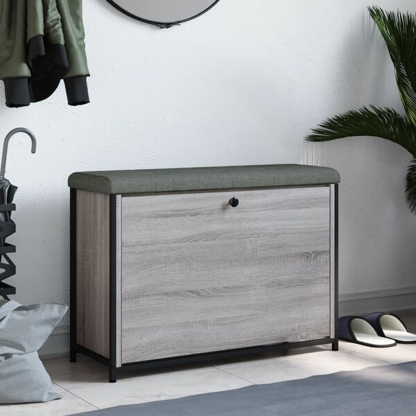 vidaXL Skob&auml;nk med flip-l&aring;da gr&aring; sonoma 82x32x56 cm