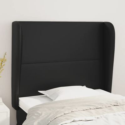 vidaXL Sänggavel med kanter svart 83x23x118/128 cm konstläder