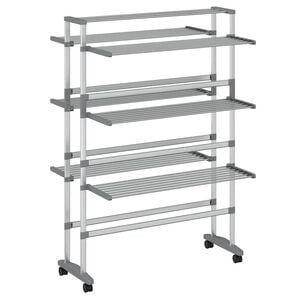 vidaXL Torkst&auml;llning p&aring; hjul 89x64x129 cm aluminium