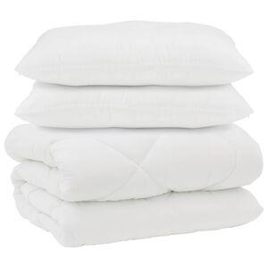 vidaXL Dunt&auml;cke med Kuddar 3 pcs Vit Mikrofiber och Dunfj&auml;der