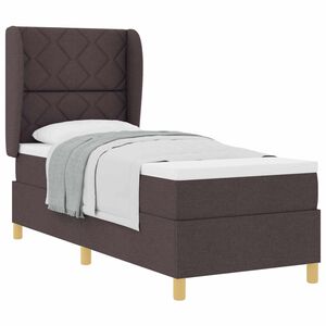 vidaXL B&auml;ddfj&auml;der med kudde med huvudgavel M&ouml;rkbrun 200 x 80 cm tyg