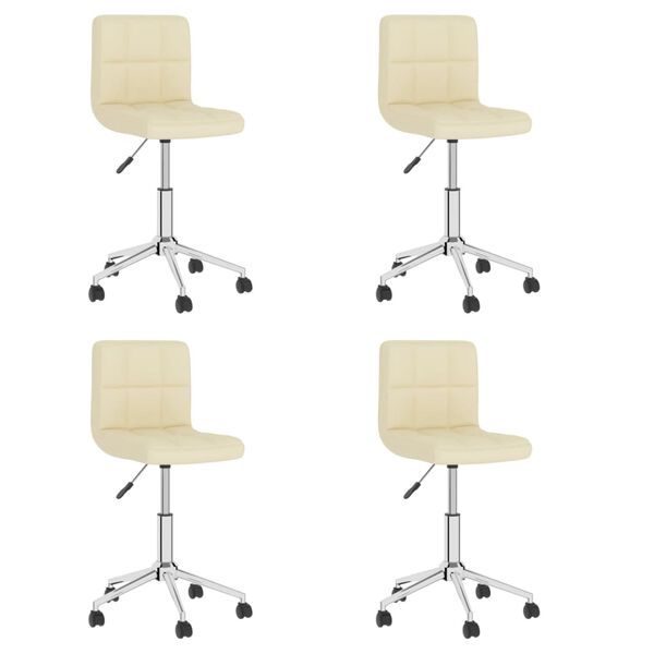 vidaXL Snurrbara matstolar 4 st gr&auml;ddvit tyg