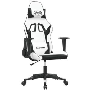 vidaXL Gamingstol med massage vit och svart konstl&auml;der