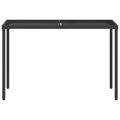 vidaXL Trädgårdsbord med glasskiva svart 115x54x74 cm konstrotting