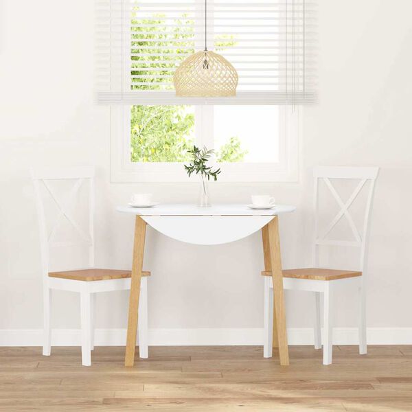 vidaXL Matstolar 2 st vitt massivt trä gummi