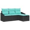 vidaXL Soffset med kudde med lagring 4 pcs Svart Poly rattan