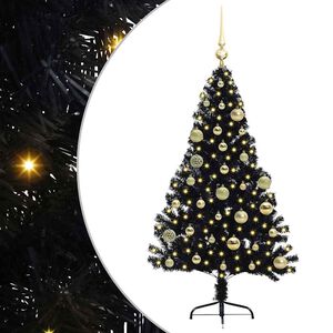 vidaXL Konstgjord F&ouml;rbelyst Julgran Svart 120 cm PVC