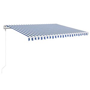 vidaXL Automatisk markis med vindsensor & LED 400x350 cm bl&aring; och vit