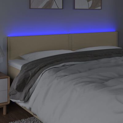 vidaXL Sänggavel LED gräddvit 200x5x78/88 cm tyg