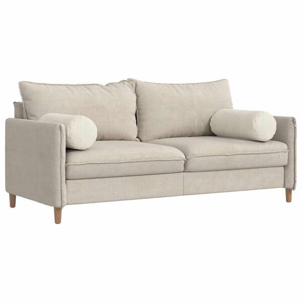 vidaXL Bolsterkuddar 2 pcs Kr&auml;m &Oslash; 25 x 70 cm Kordread tyg